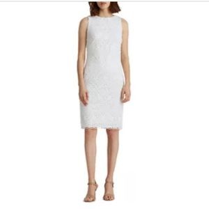 NWT Ralph Lauren Dress, Size 4, Ivory/White, Pretty Lace Design-Classic Style